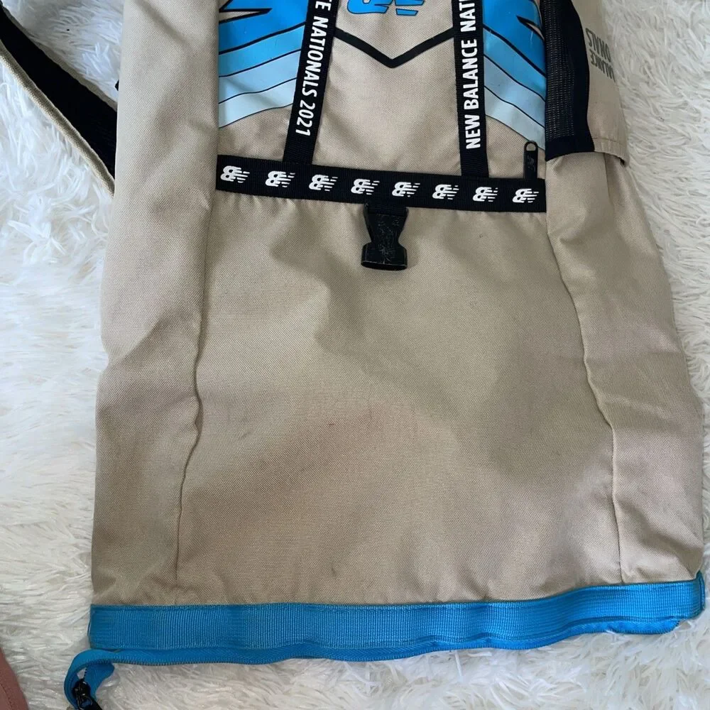 New Balance Track and Field Nationals 2021 Roll Top Backpack Beige Black Blue